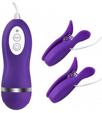 Nipple Toys Nipple Clamps Vibrating Breast Clips Nipple Stimulator Wired Vibrators with Remote Control Sex Toys for Women - C...