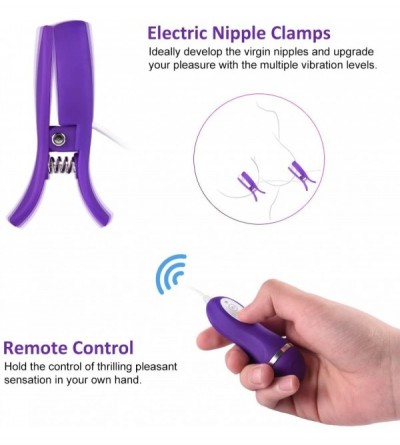 Nipple Toys Nipple Clamps Vibrating Breast Clips Nipple Stimulator Wired Vibrators with Remote Control Sex Toys for Women - C...