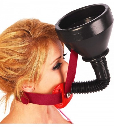 Gags & Muzzles The Original - Funnel Gag - Latrine - Beer Bong (Red Leather - Red Coated Pad) - Red Leather - Red Coated Pad ...
