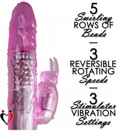 Vibrators Rabbit Vibrator Slim Bunny Showerproof Beaded Shaft Purple - Purple - CZ182SU35N0 $12.55