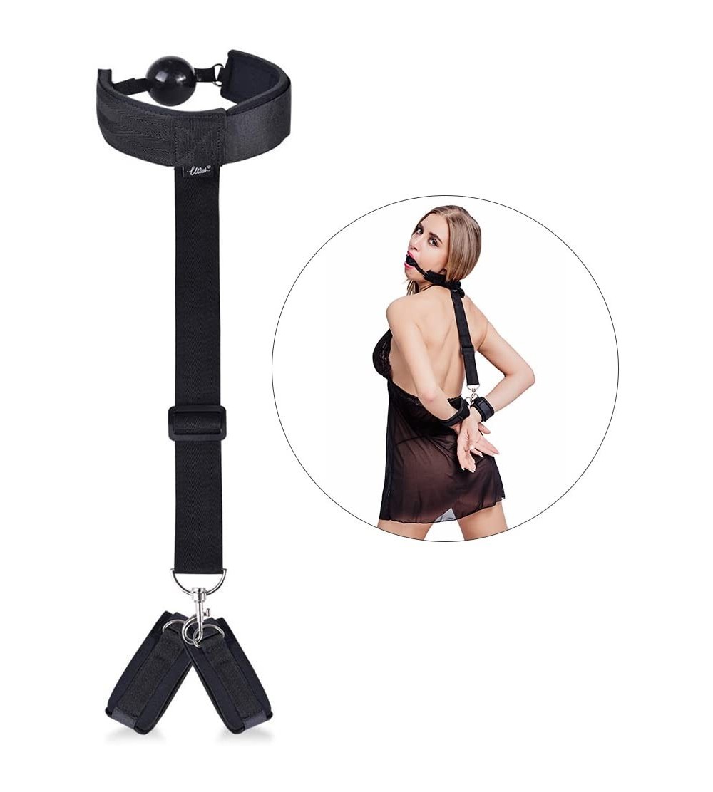 Restraints Restraints for Sex-Ball Gag with Leather Handcuffs SM Kit Adult Sex Bondage for Couples - Type 1 - CE11P0WQ0LD $12.74