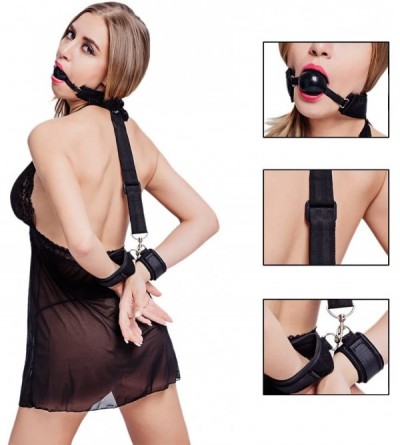 Restraints Restraints for Sex-Ball Gag with Leather Handcuffs SM Kit Adult Sex Bondage for Couples - Type 1 - CE11P0WQ0LD $12.74