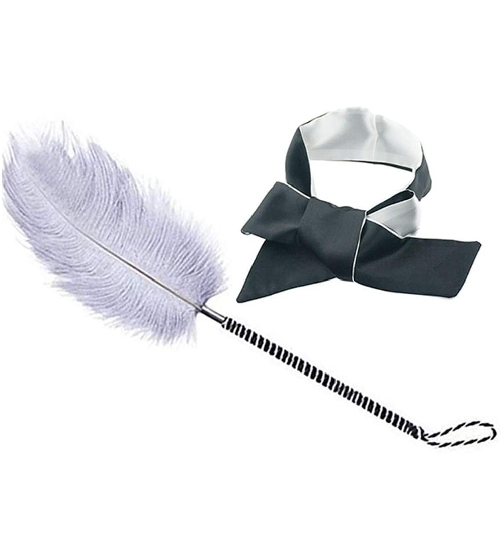 Paddles, Whips & Ticklers Toys Satin Blindfold Set Feather Teaser Tickler Feather (Women or MenYTRYT98)） - C5195NL9IWW $15.32