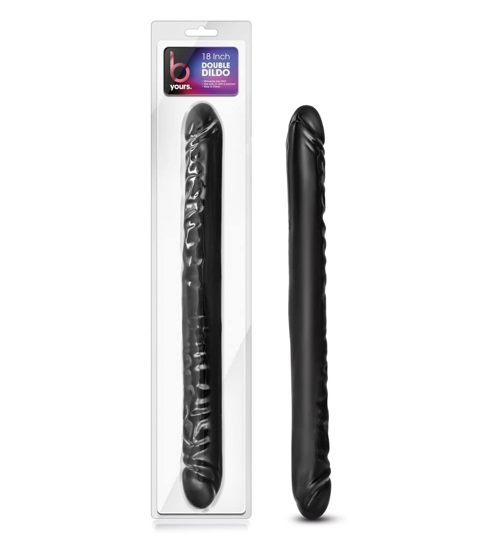 Novelties 18 inch Double Ended Realistic Dildo Lesbian Couple Double Penetration DP Sex Toys for Women - Black - Black - CI12...