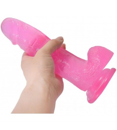Vibrators Twater Realistic Dîldɔ 8 Inch Clear Glass Pink Pleasure Body Relax- Waterproof (Pink) - CE19IL7R00O $45.94