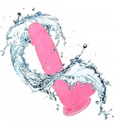 Vibrators Twater Realistic Dîldɔ 8 Inch Clear Glass Pink Pleasure Body Relax- Waterproof (Pink) - CE19IL7R00O $14.92