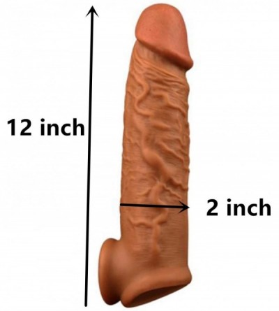 Pumps & Enlargers 12 inch King Size Wearable Male Rod Extension Enhancer Girth Extender Sleeve Coffee for Men Super Soft FDA ...