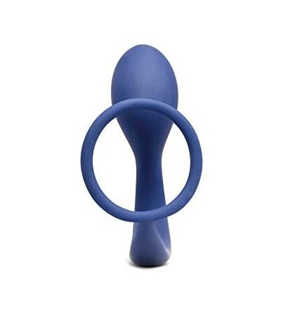 Penis Rings Anal Orgasm Performance & Erection Enhancing Cock Ring and Anal Plug Combo - Pure Silicone - Navy Blue Fantasy Se...