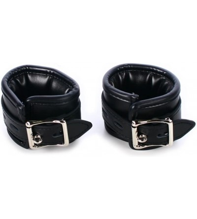 Restraints Plush Bondage Restrain Wrist/Ankle Cuffs - Black - C812JSTKMDP $7.06