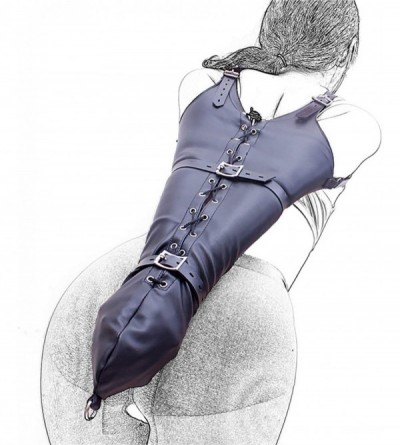 Restraints Unisex Double-Shape Arm Belt - Back Adjustable Black Soft Faux Leather Arm Tactics Fitness Gloves Arm Lacing Harne...