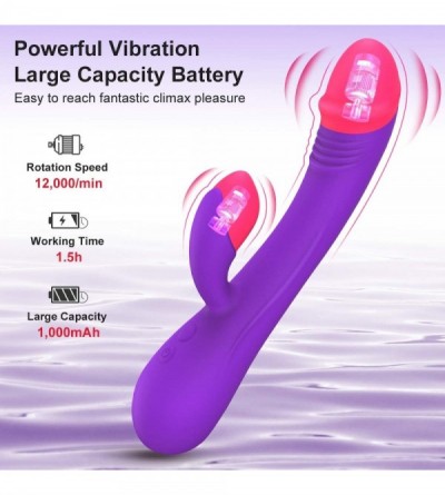 Vibrators Rabbit Vibrator Sex G Spot Clitoris Stimulation Adult Toys with Bunny Ears and Realistic Dildo- Vibrating Clitoral ...