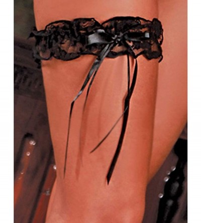 Novelties Lacy Leg Garter- Lace and Satin Garter - Black - CH12KIL6ACX $21.74