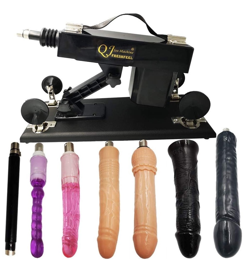 Dildos Powerful Machine Gun with Slicone Accessories Love Product Hands Free Enjoyment Electric Massager (Black) - CX195WNQ4L...
