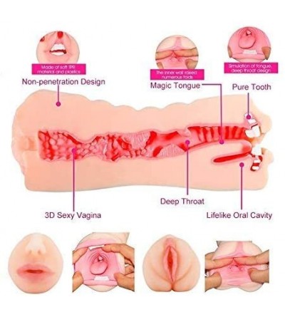 Male Masturbators Male Masturbator Oral Blow Deep Throat Job-3D Lifelike Vagina and Mouth with Teeth Tongue Pussy Pocket for ...