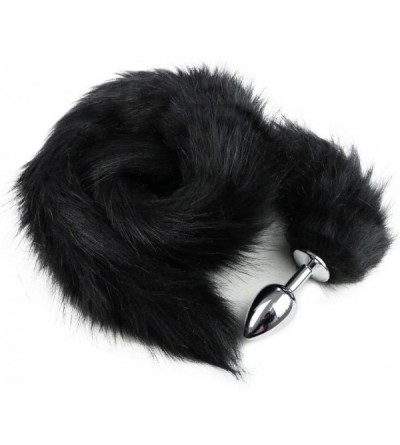 Anal Sex Toys Stainless Steel Faux Fox Tail Funny Sex Toy Adult Romance Games Black - C812DR9X9OV $52.21