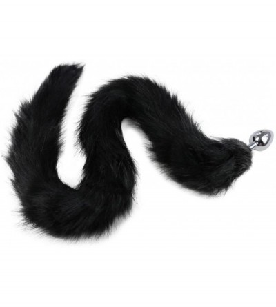 Anal Sex Toys Stainless Steel Faux Fox Tail Funny Sex Toy Adult Romance Games Black - C812DR9X9OV $52.21