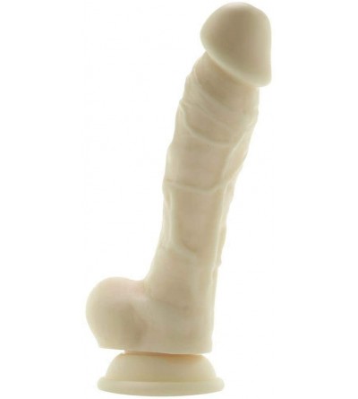 Dildos Colours Pleasures Dong 7" Non-Vibrating Silicone Suction-Cup (White/Beige) - White/Beige - CS193K76K63 $60.69