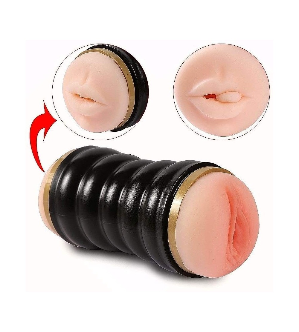 Male Masturbators Pocket Pussy Male Masturbator Cup - 3D Realistic Masturbation Adult Sex Toys Vagina and Mouth with Teeth an...