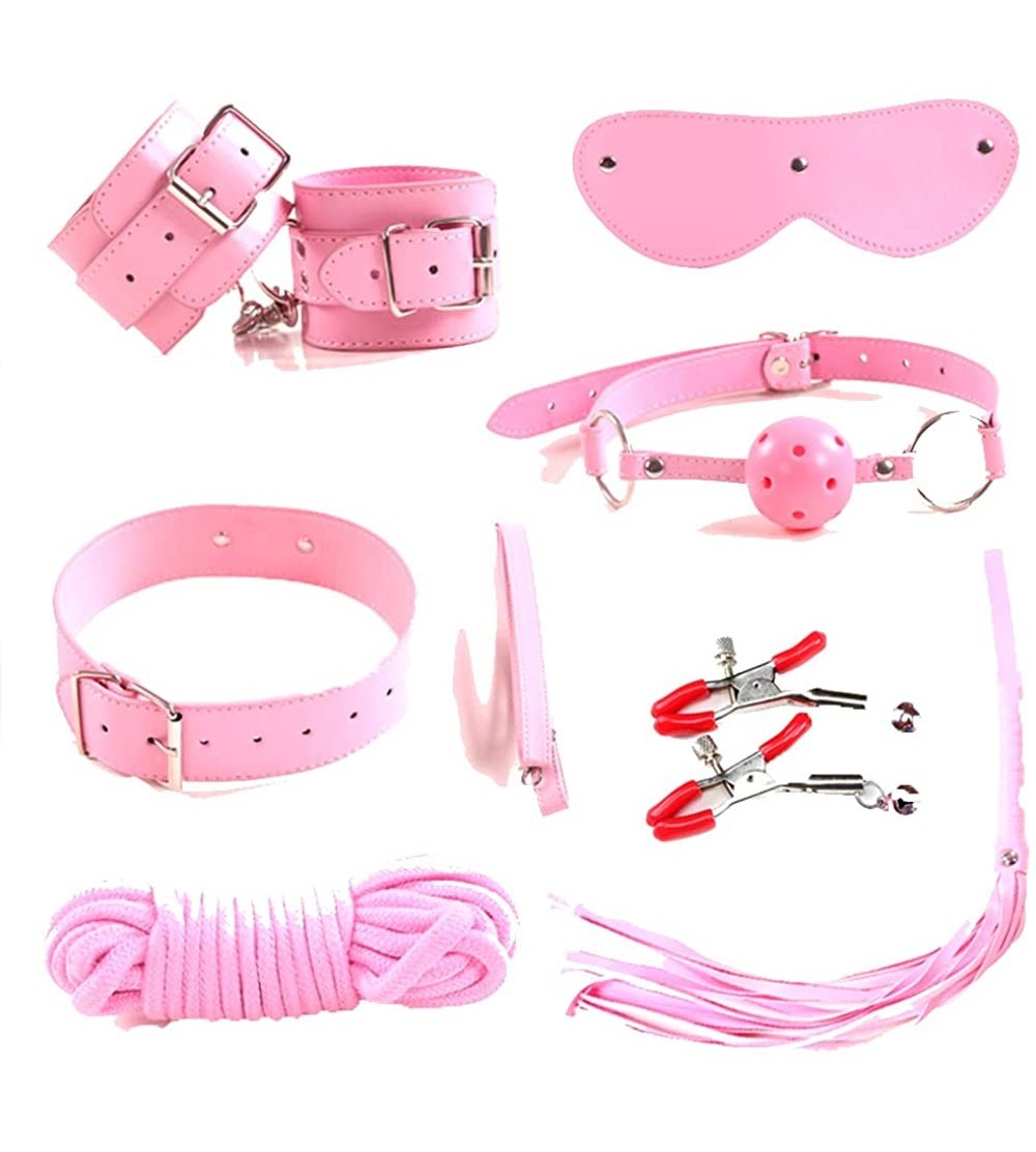 Restraints 7pc Leather clothes Accessory for Men Women - Pink - CC196R6EZGE $13.32