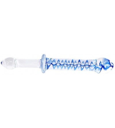 Dildos Elite 9.4 Inch Glans Stimulator Head Glass Dildo with Smooth end Anal Plug- Glass Pleasure Wand Clear with Blue Lines ...