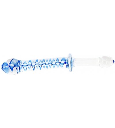 Dildos Elite 9.4 Inch Glans Stimulator Head Glass Dildo with Smooth end Anal Plug- Glass Pleasure Wand Clear with Blue Lines ...
