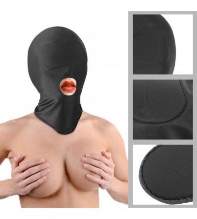 Blindfolds Open-Mouth Hood with Padded Blindfold - Spandex Eyeless Hood- Fetish Fantasy Spandex Hood Breathable Spandex Open-...