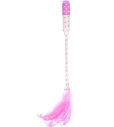 Vibrators Horny Honey Feather Tickler W/Vibe Handle- White with Pink Polka Dots - C2115XESL1F $10.77