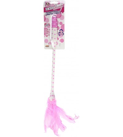 Vibrators Horny Honey Feather Tickler W/Vibe Handle- White with Pink Polka Dots - C2115XESL1F $22.74