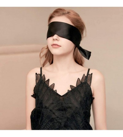 Blindfolds 4 Pack Soft Sleeping Mask Satin Eye Mask Silk Comfortable Smooth Sleep Blindfold Tie- 150 cm- Black/Red - CM18QN35...