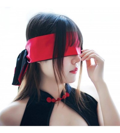 Blindfolds 4 Pack Soft Sleeping Mask Satin Eye Mask Silk Comfortable Smooth Sleep Blindfold Tie- 150 cm- Black/Red - CM18QN35...