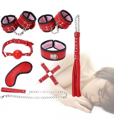 Restraints 8Pcs Faux Leather Blinder Hand Foot Cuff Whip Rope Neck Collar Sex BDSM Toys Set- Special Bundled Binding Set New ...