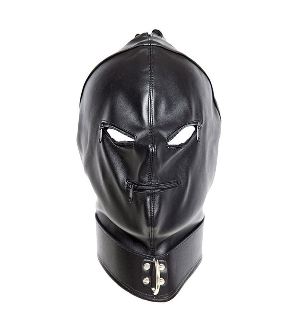 Novelties Faux Leather Mask- Sex Fetish Slave Hood For Sex Game - CR185RQID8M $14.67
