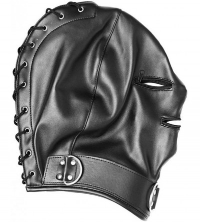 Novelties Faux Leather Mask- Sex Fetish Slave Hood For Sex Game - CR185RQID8M $14.67