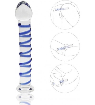 Dildos Glass Dildo- 7.4 inch Crystal Anal Butt Plug Unisex Pleasure Wand for Men Women - CZ18XT9UHMN $21.61