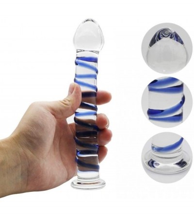 Dildos Glass Dildo- 7.4 inch Crystal Anal Butt Plug Unisex Pleasure Wand for Men Women - CZ18XT9UHMN $21.61