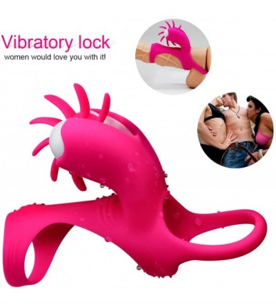 Penis Rings Silicone Male Enhancement Exercise Vibrating Duck Rings for Men for Sex Waterproof Electric Vibrate 7 Speeds Dela...