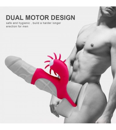 Penis Rings Silicone Male Enhancement Exercise Vibrating Duck Rings for Men for Sex Waterproof Electric Vibrate 7 Speeds Dela...