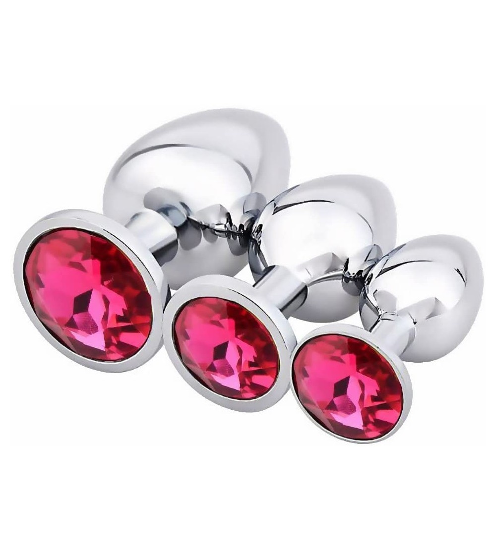 Anal Sex Toys 3 Piece Luxury Jewelry Design Fetish Stainless Steel Anal Butt Plug with Penis Condom- Rose- 10.4 Ounce - Rose ...