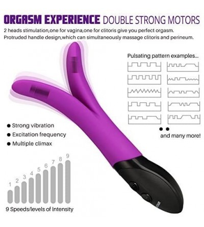 Vibrators Double Bifurcation Multi-Speed Massager- Wireless Waterproof- Power Vibrator Wand Massager (Purple) - Purple - C718...