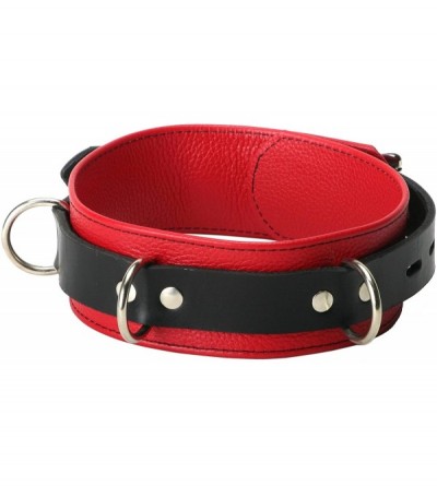 Restraints Deluxe Red and Black Locking Bondage Collar - CQ118X63B7J $66.54