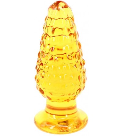 Anal Sex Toys Elite 3.7 Inch Corn Shape Glass Dildo Anal Plug- Glass Pleasure Wand- Yellow - CQ11AGJMTTV $7.91
