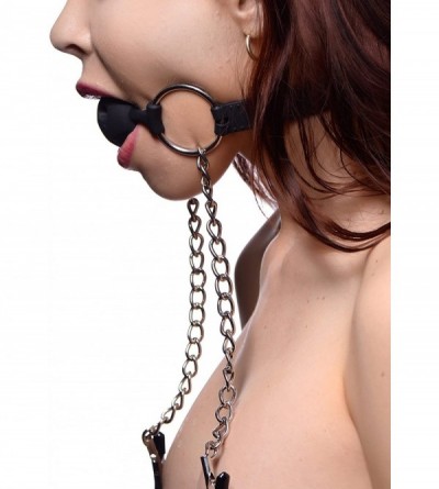 Gags & Muzzles Hinder Breathable Silicone Ball Gag with Nipple Clamps - CM11JZY4H8F $44.76