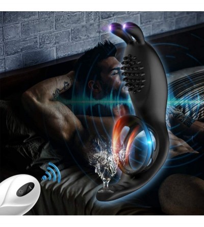 Penis Rings Penis Ring Vibrator with Rabbit Ears 9 Vibration Modes Wireless Remote Control for Couples Play- Rechargeable Men...