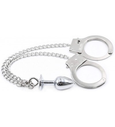 Anal Sex Toys Anal Plug with Butt Plug Trainer Long Chain Handcuffs Stainless Steel SM Bed Restraint Set Sex Toys +Fetish Bli...