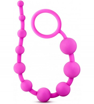 Anal Sex Toys Silky Smooth Beginner Silicone Anal Beads 12.5" Length with Pull Handle - Pink - CN12NR3M4XN $31.94