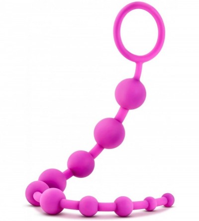 Anal Sex Toys Silky Smooth Beginner Silicone Anal Beads 12.5" Length with Pull Handle - Pink - CN12NR3M4XN $31.94
