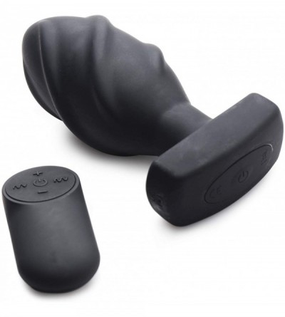 Anal Sex Toys The Driller 10X Swirled Silicone Remote Control Vibrating Butt Plug - CD190RR5K59 $46.14