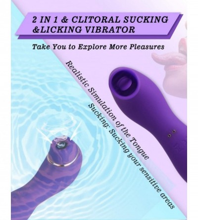Vibrators 2 in 1 Licking & Clitoral Sucking G Spot Vibrator Clitoris Tongue Stimulator Vaginal Breast Nipple Vibrator for Qui...