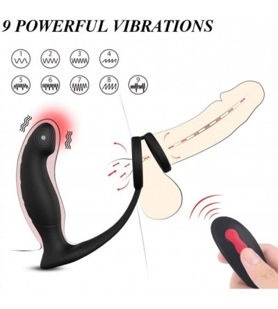 Vibrators Male Prostate Massager Anal Vibrator with Penis Ring Powerful Motor Remote Control Vibrating Anal Sex Toy- 9 Stimul...