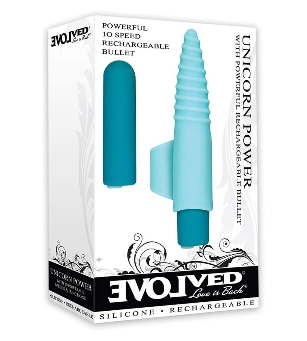 Vibrators Love Is Back Unicorn Power Bullet Vibrator with Finger Sleeve- Blue - CR18W76QW47 $43.46
